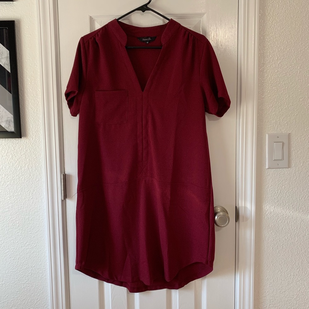 Burgundy shirt dress
